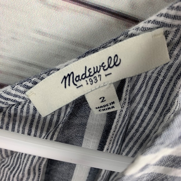 MADEWELL Blue And White Striped Top Size 2 - Picture 7 of 8